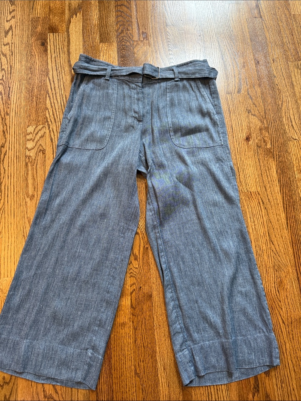 Ann Taylor Loft Wide Leg Linen-Blend Cali Pants in Slate Blue